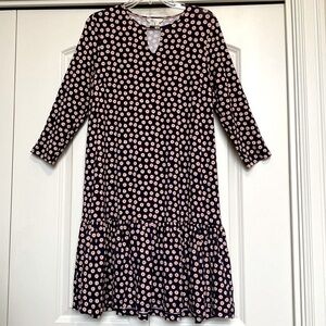 BODEN Floral Midi Dress Womens 8R keyhole 3/4 sleeve office Vacation preppy